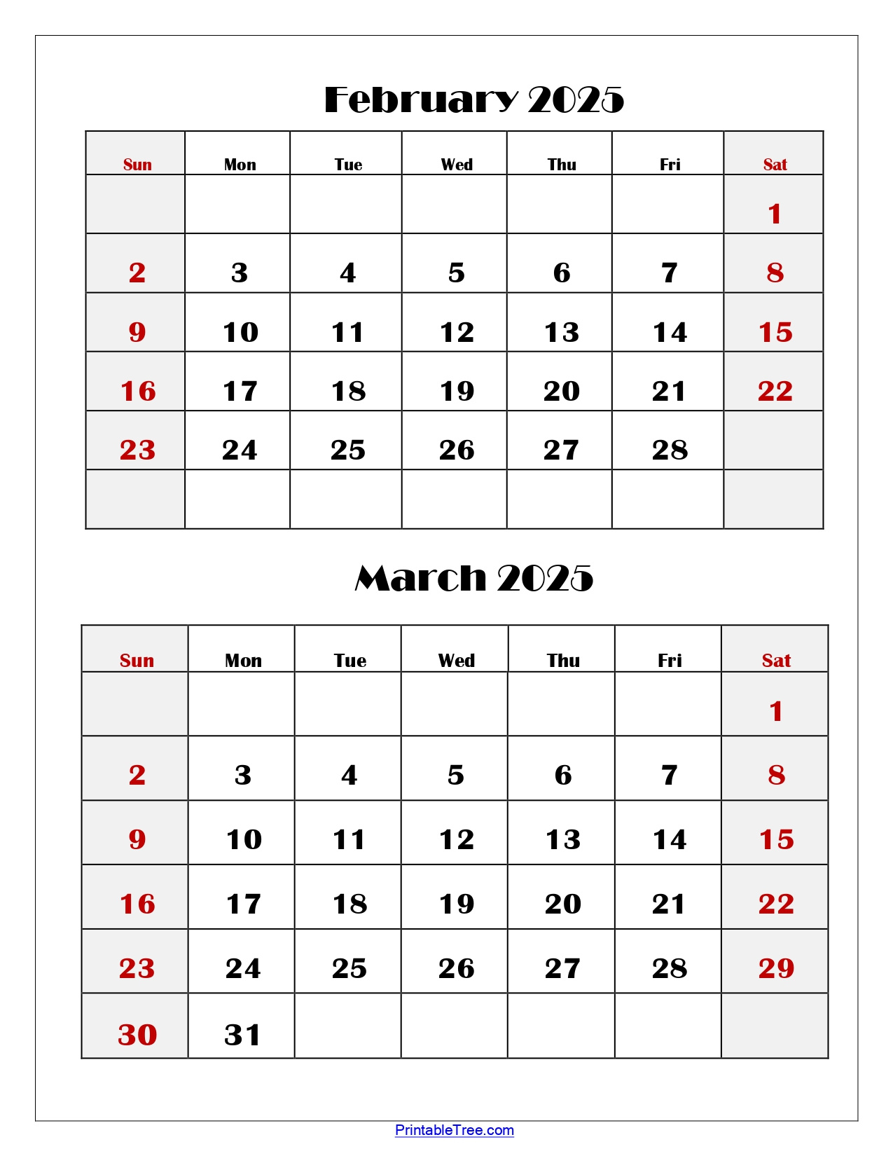 February And March 2025 Calendar Printable | Two Months Calendar pertaining to February And March Printable Calendar 2025