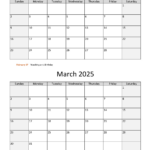 February And March 2025 Calendar | Wikidates For February March 2025 Calendar Printable