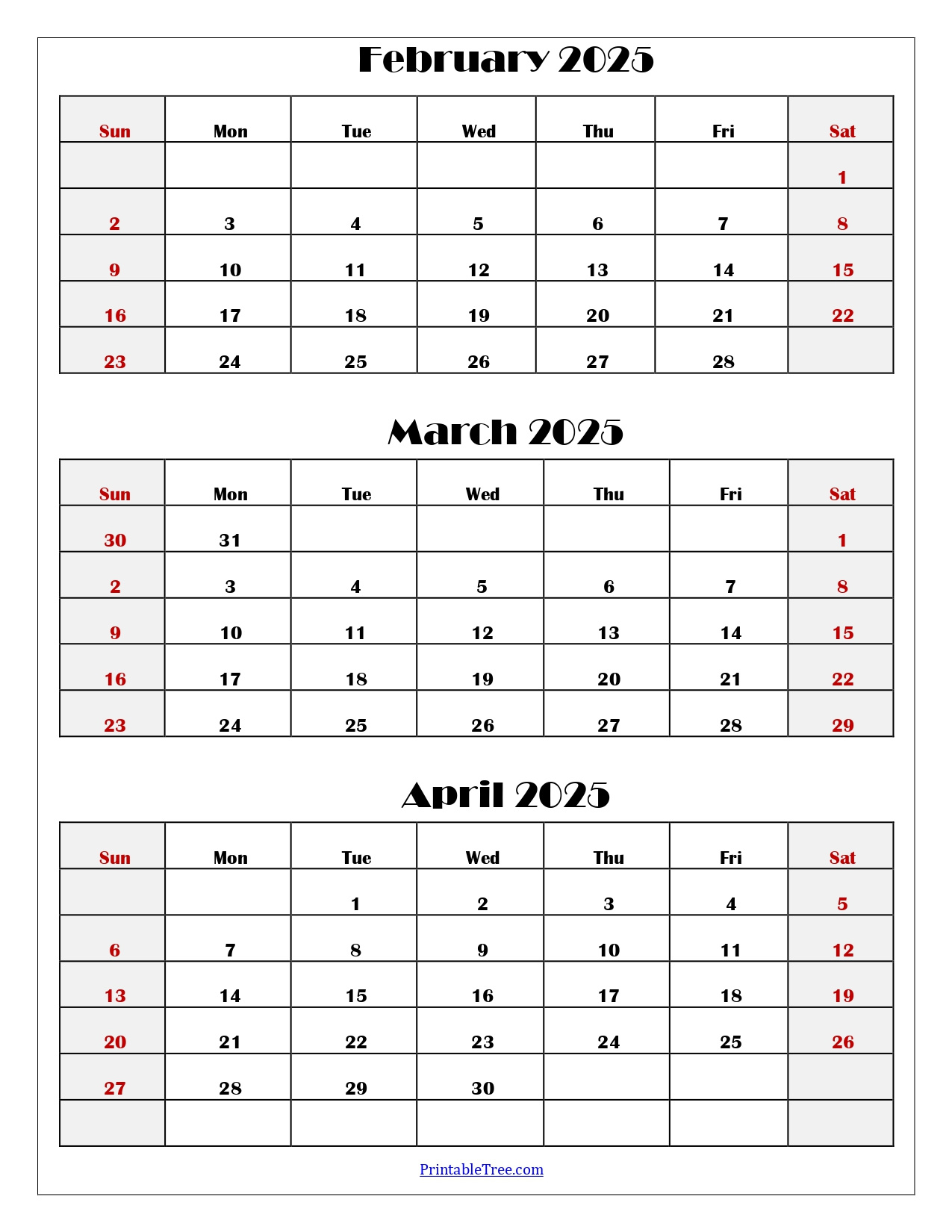 February To April 2025 Calendar Printable Pdf | Three Months Calendar pertaining to Feb March April 2025 Calendar