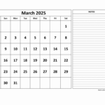 Free Download Printable March 2025 Calendar, Large Space For With March 2025 Calendar Printable With Notes