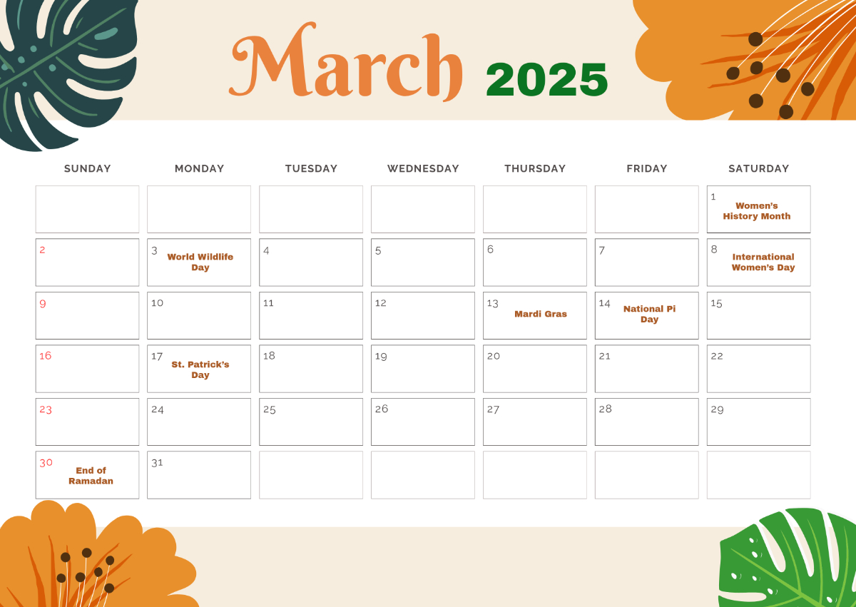 Free March 2025 Calendar Templates &amp;amp; Examples - Edit Online throughout Event Calendar For March 2025