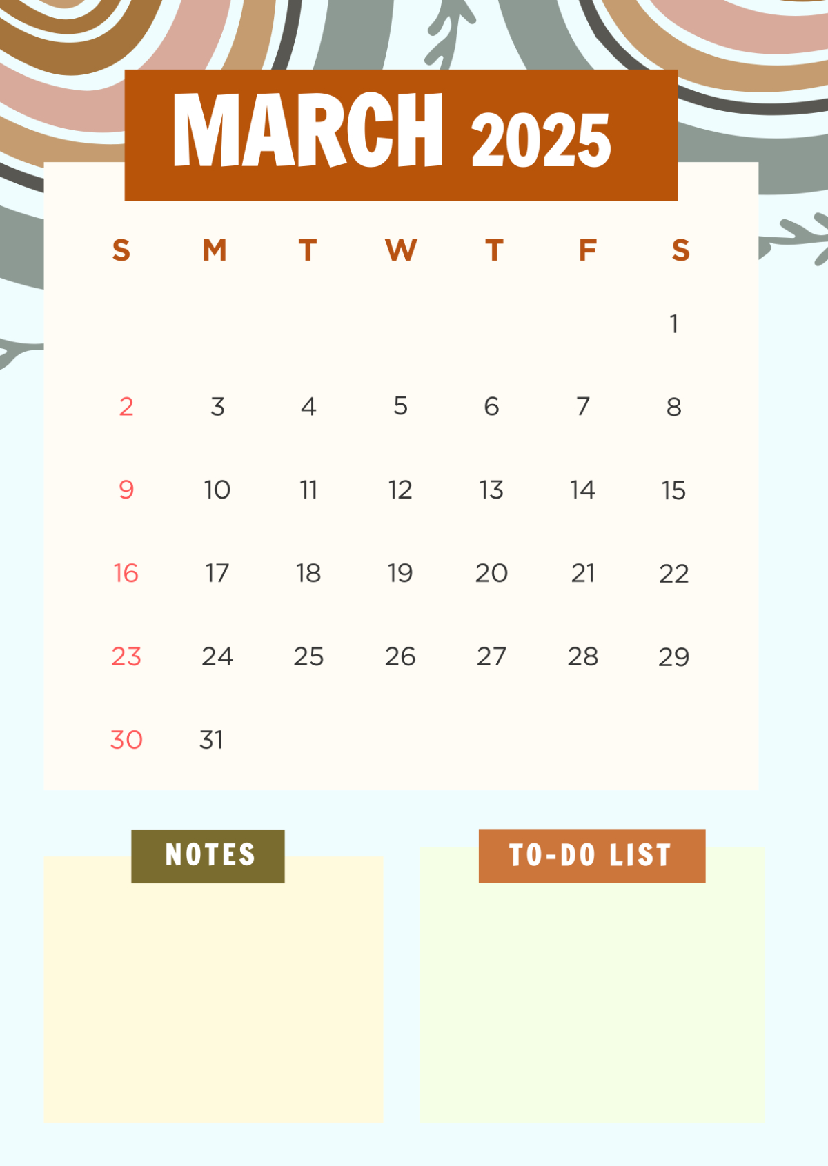 Free March 2025 Calendar With To-Do List Template To Edit Online regarding March Madness 2025 Calendar