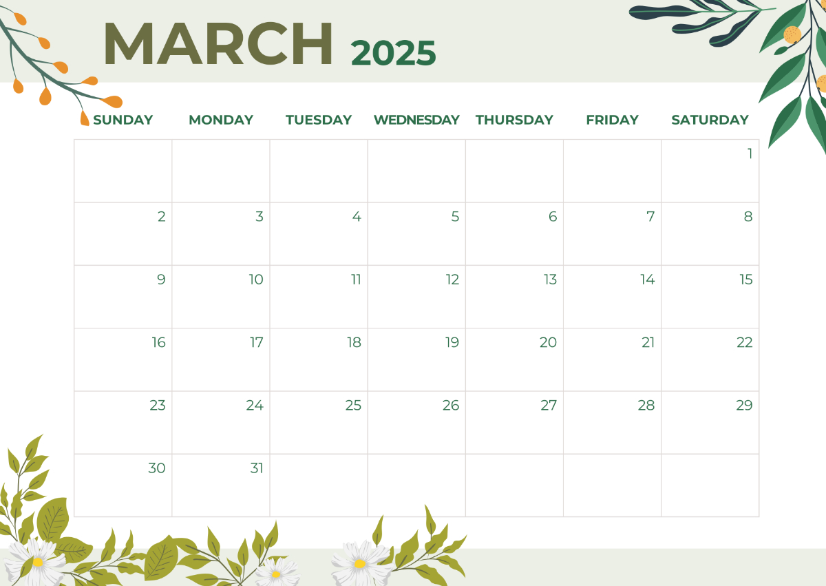 Free March 2025 Digital Calendar Template To Edit Online pertaining to March 2025 Editable Printable Calendar