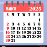 Letter Calendar For March 2025. The Week Begins On Sunday. Time For 2025 March Month Calendar