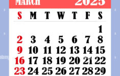 Letter Calendar For March 2025. The Week Begins On Sunday. Time inside Calendar For The Month Of March 2025