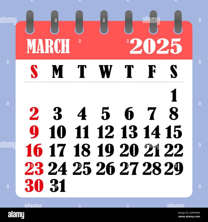 Calendar Of 2025 March