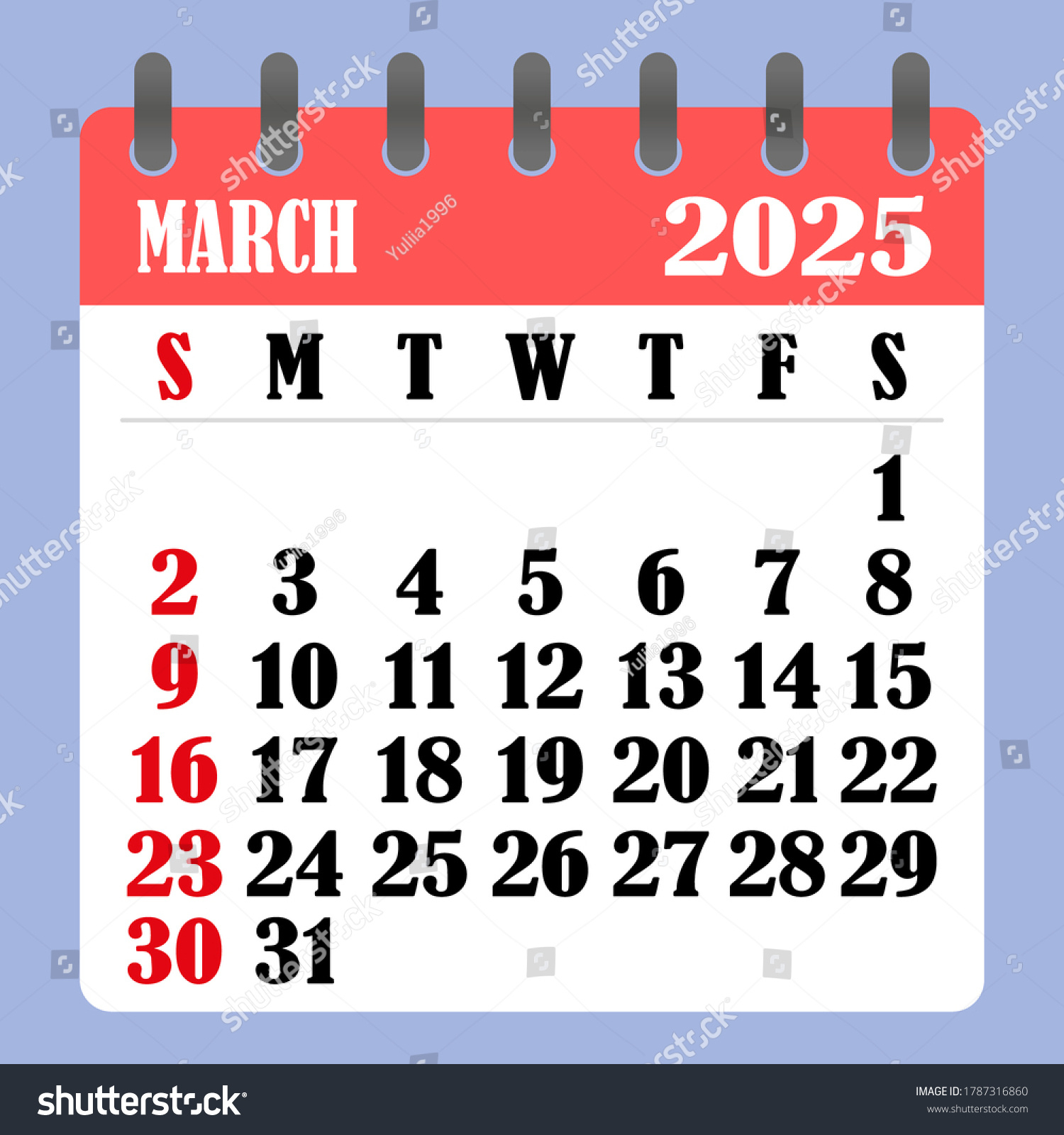 Letter Calendar March 2025 Week Begins Stock Vector (Royalty Free regarding Show Me March 2025 Calendar