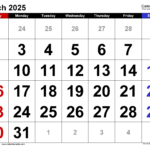 March 2025 Calendar | Templates For Word, Excel And Pdf In March 2025 Calendar Printable Excel