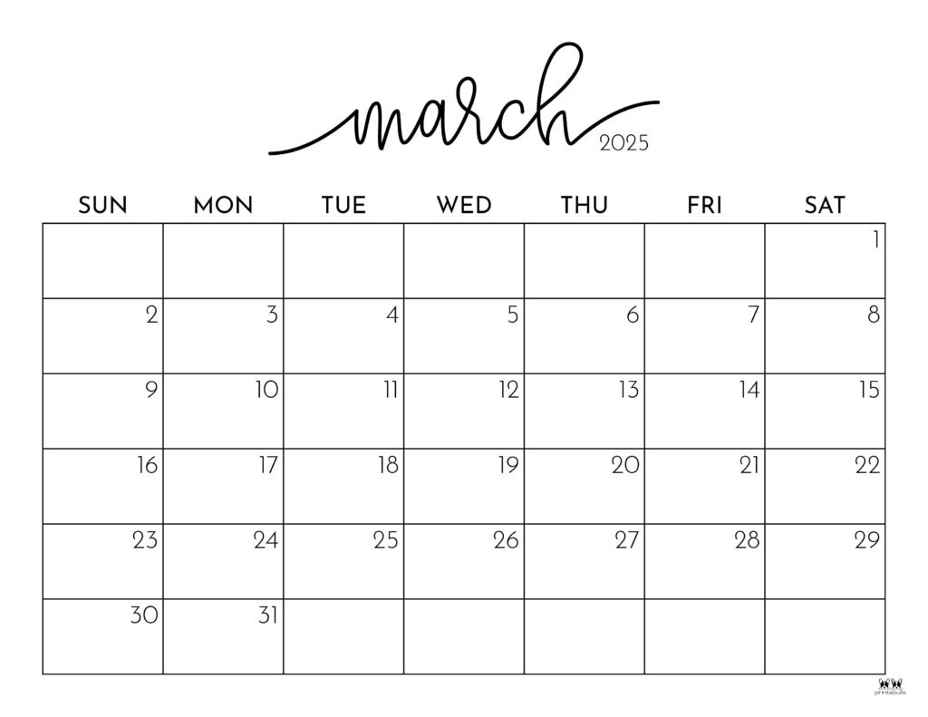 March 2025 Calendars - 107 Free Printables | Printabulls for Blank Printable March Calendar 2025