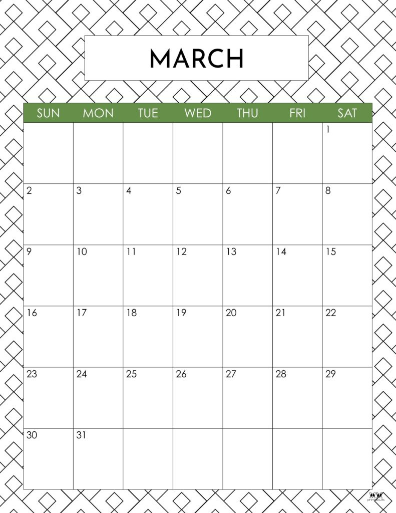 March 2025 Calendars - 107 Free Printables | Printabulls for March Calendar Blank Printable 2025