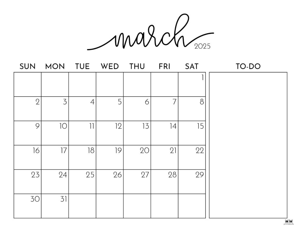 March 2025 Calendars - 107 Free Printables | Printabulls for March Calendar Numbers Printable 2025