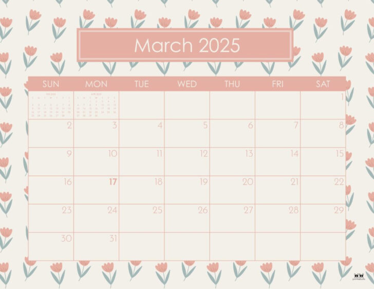 Cute Printable March Calendar 2025