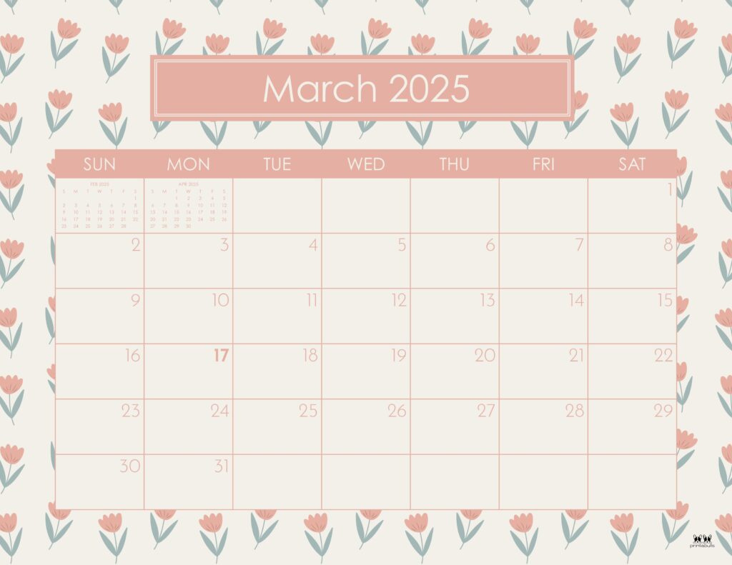 March 2025 Calendars - 107 Free Printables | Printabulls in Cute Printable March Calendar 2025