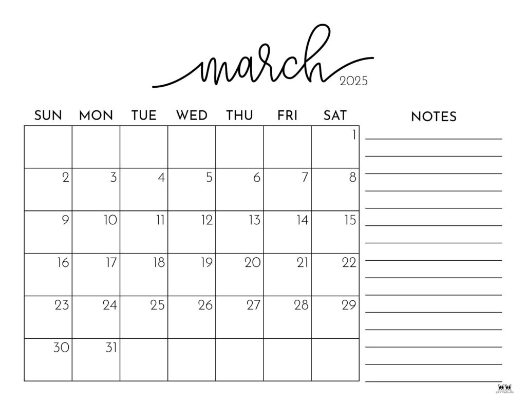 March 2025 Calendars - 107 Free Printables | Printabulls inside March 2025 Calendar Printable With Lines