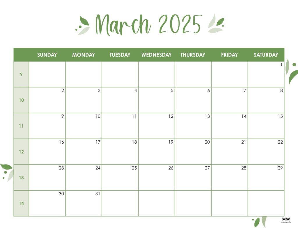 March 2025 Calendars - 107 Free Printables | Printabulls regarding March 2025 Calendar Printable With Notes