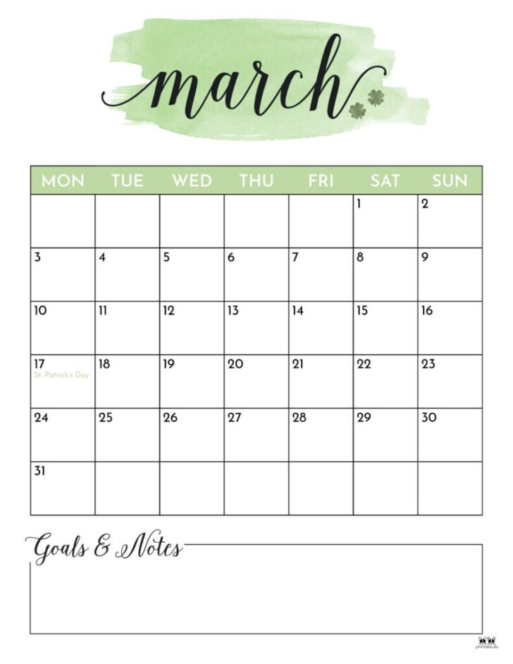 Printable Calendar March 2025 Monday Start