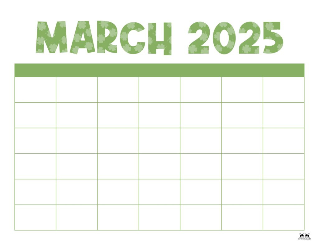 March 2025 Calendars - 107 Free Printables | Printabulls throughout Blank March Calendar Printable 2025