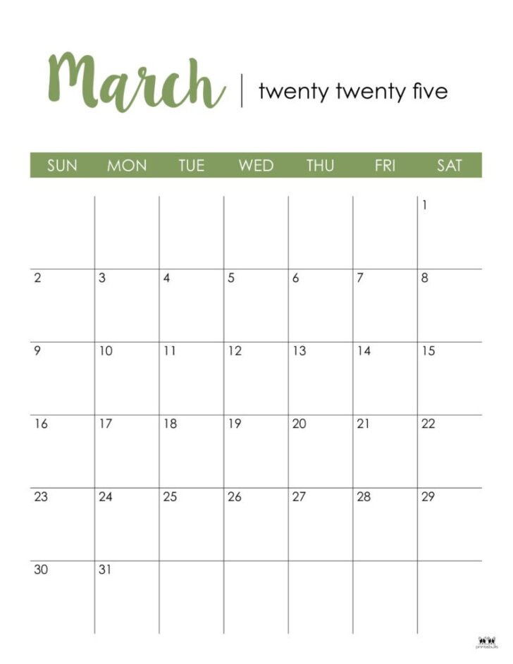 March 2025 Calendar Printable Vertical