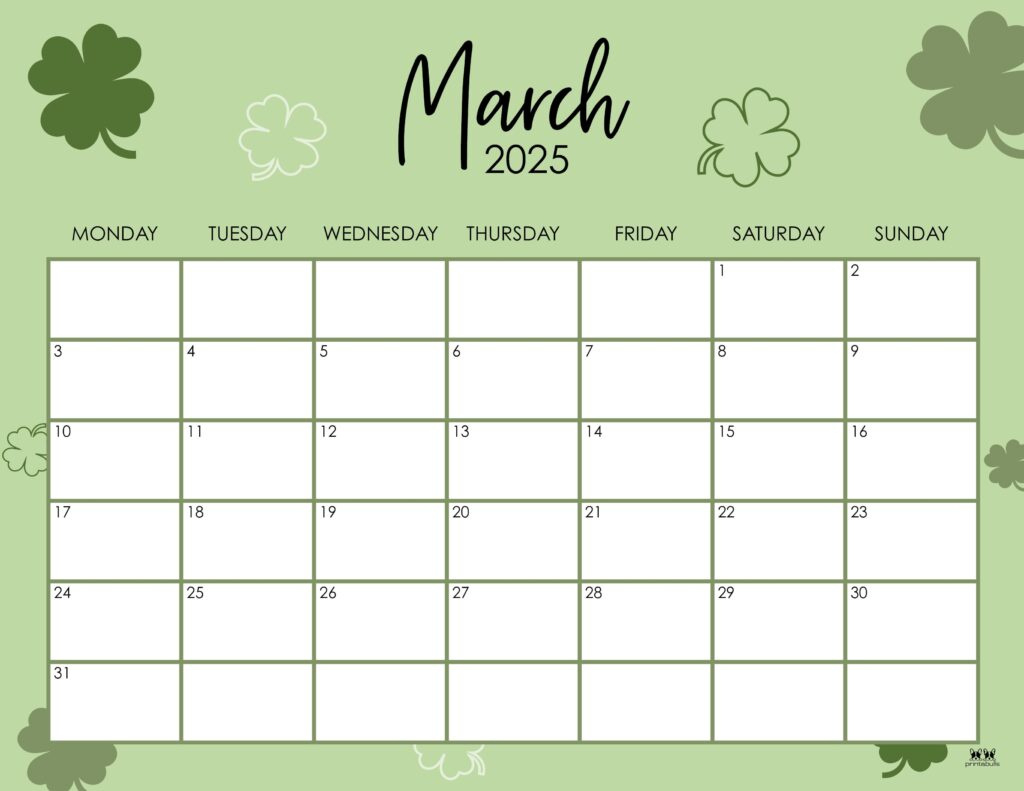 March 2025 Calendars - 107 Free Printables | Printabulls with Printable Calendar March 2025 Monday Start