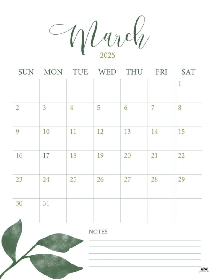 Show Me March Calendar 2025