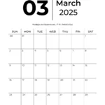 March 2025 Calendars   Free Printable & Fillable In March Calendar Numbers Printable 2025