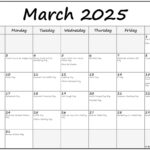 March 2025 With Holidays Calendar In National Day Calendar March 2025