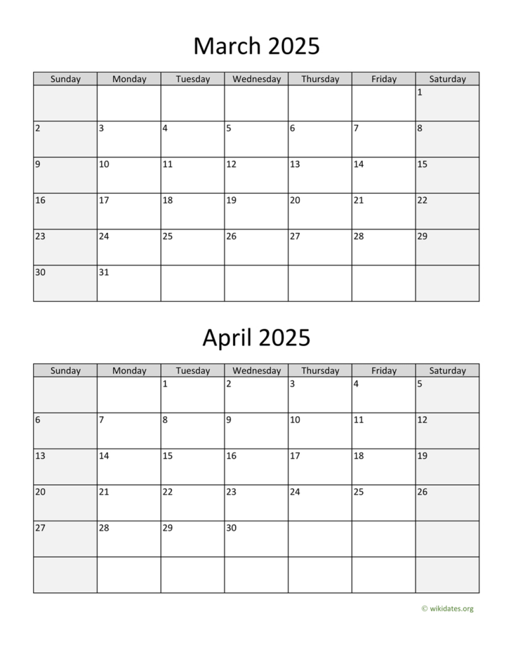 Printable March April May Calendar 2025