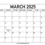 Printable March 2025 Calendar For March 2025 Calendar Holidays