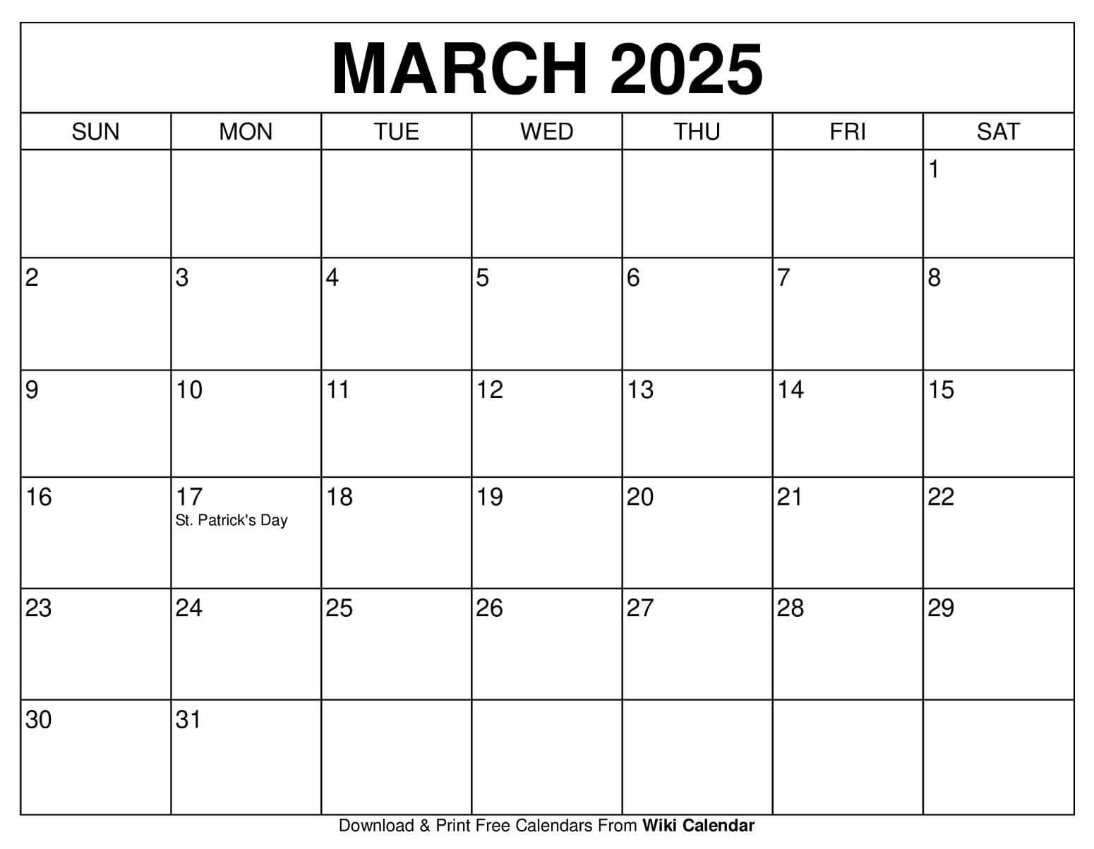 Printable March 2025 Calendar - Wiki Calendar | Apache Openoffice regarding Wiki Calendar March 2025