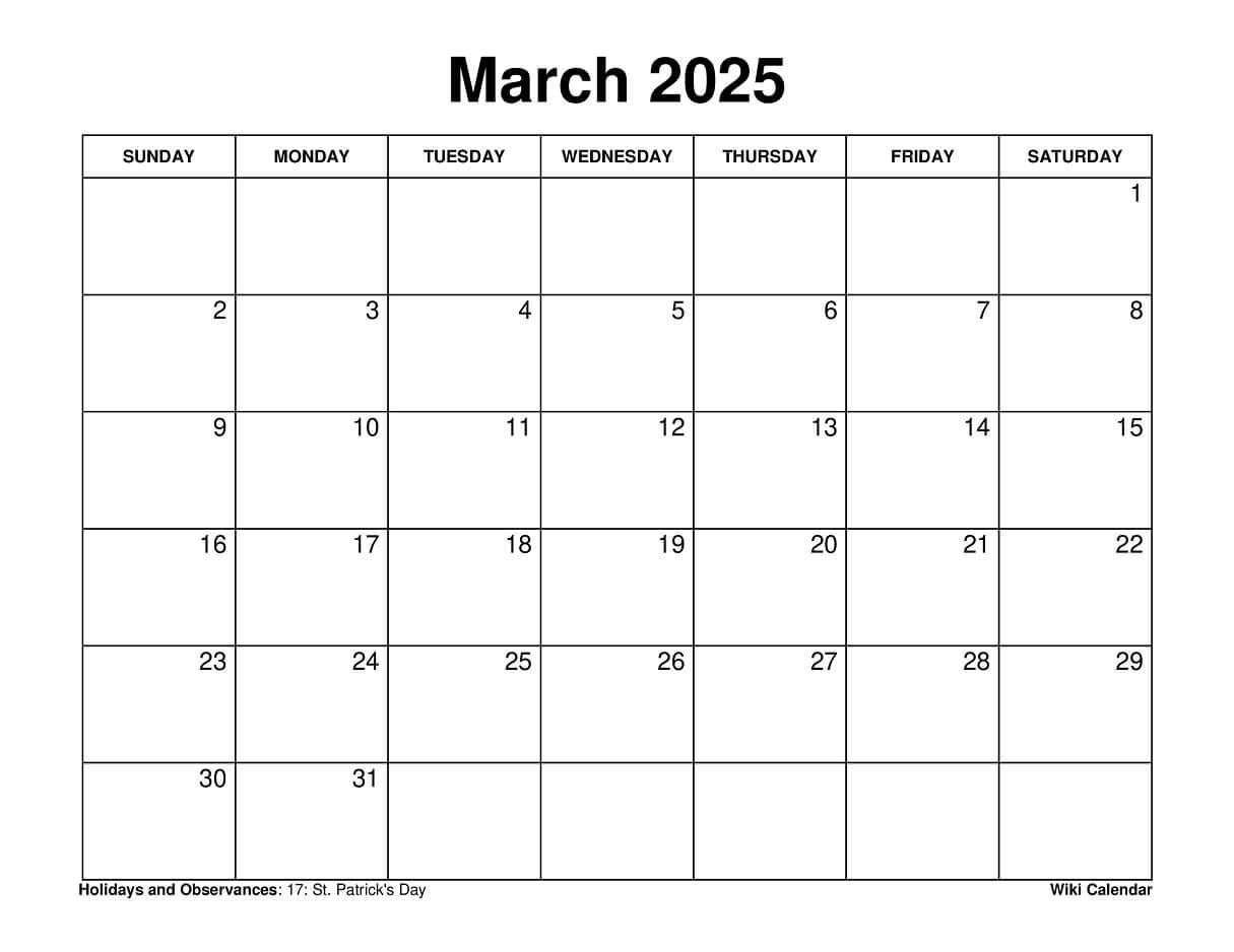 Printable March 2025 Calendar - Wiki Calendarwiki Calendar - Issuu pertaining to March 2025 Printable Calendar Wiki