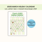 Printable March 2025 Holiday Calendar, Wacky Holidays, National For National Day Calendar March 2025