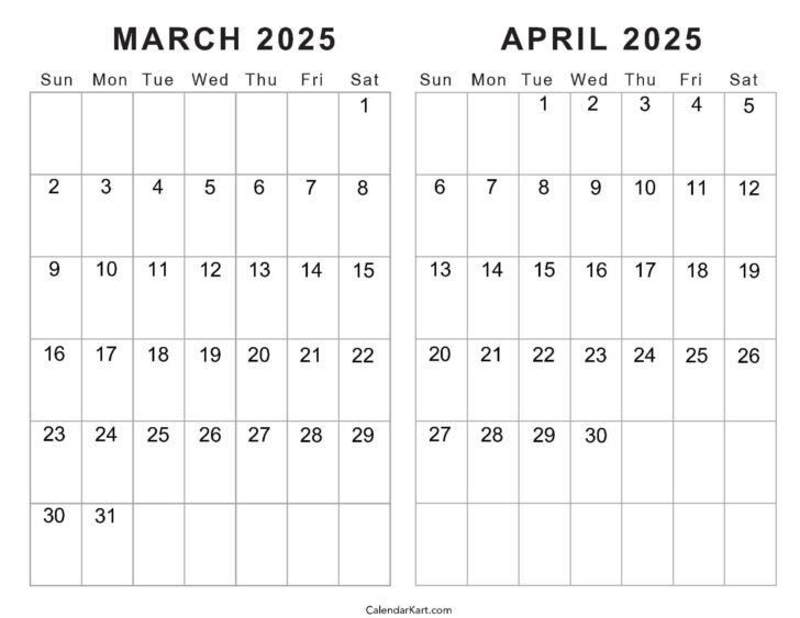 Calendar For March And April 2025