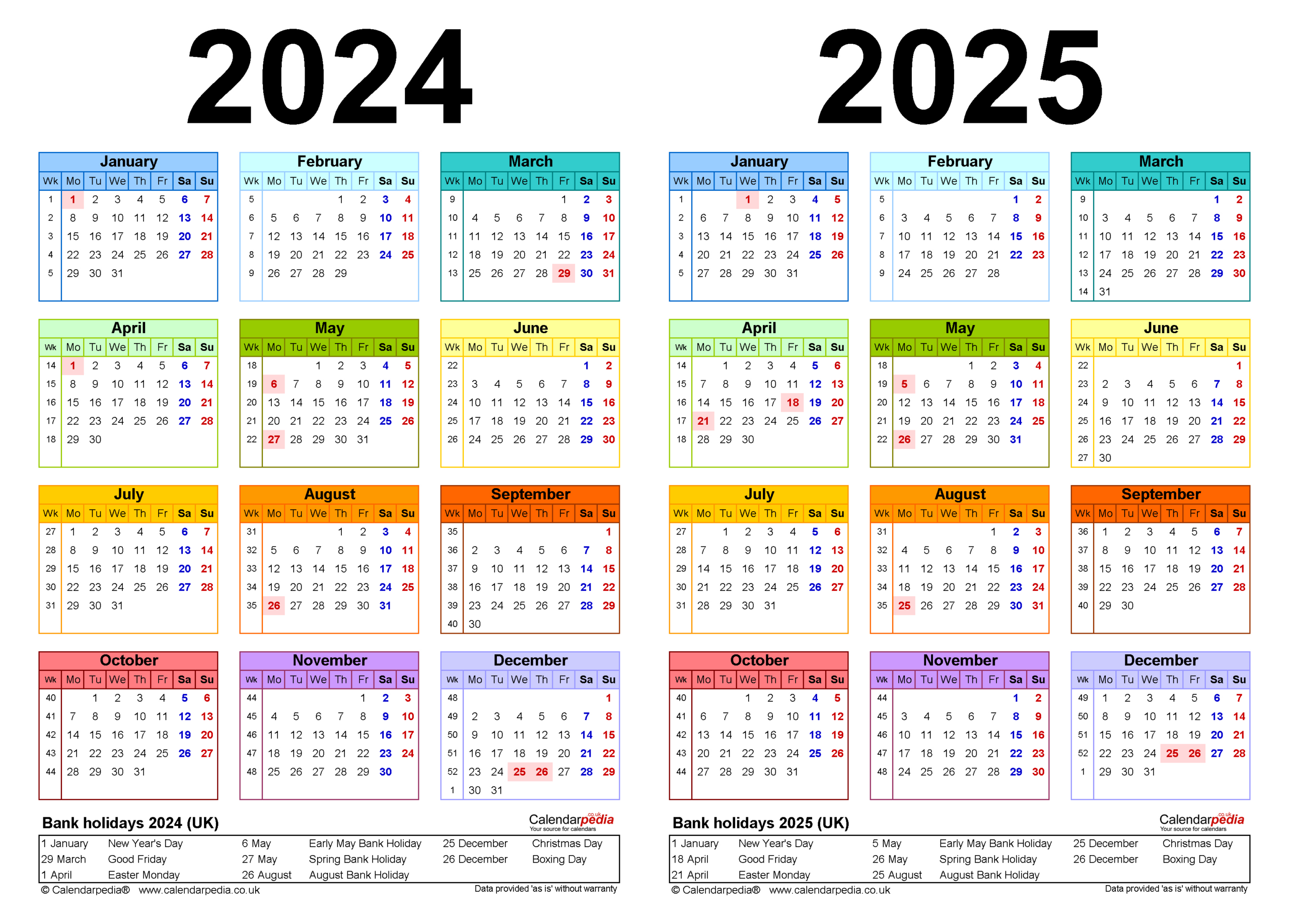 Two Year Calendars For 2024 And 2025 (Uk) For Microsoft Excel for April 2024 To March 2025 Calendar Printable