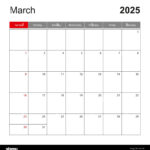 Wall Calendar Template For March 2025. Holiday And Event Planner Regarding Event Calendar For March 2025